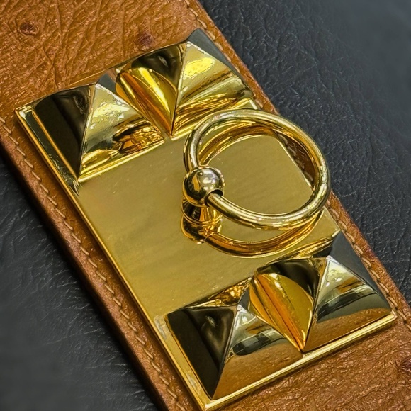 Vintage Hermès Ostrich Collier De Chien Cognac Brown Belt main image 8